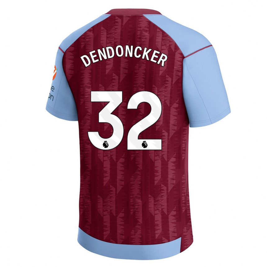 Damen Fußball Leander Dendoncker #32 Weinrotblau Heimtrikot Trikot 2023/24 T-Shirt Luxemburg