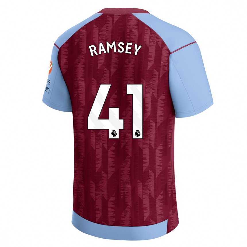 Damen Fußball Jacob Ramsey #41 Weinrotblau Heimtrikot Trikot 2023/24 T-Shirt Luxemburg