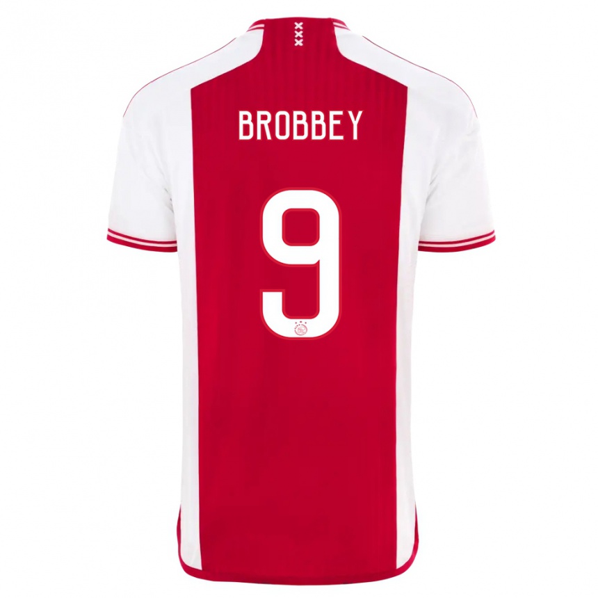 Damen Fußball Brian Brobbey #9 Rot-Weiss Heimtrikot Trikot 2023/24 T-Shirt Luxemburg
