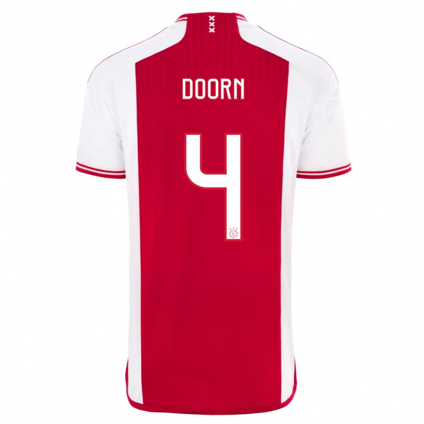 Damen Fußball Lisa Doorn #4 Rot-Weiss Heimtrikot Trikot 2023/24 T-Shirt Luxemburg