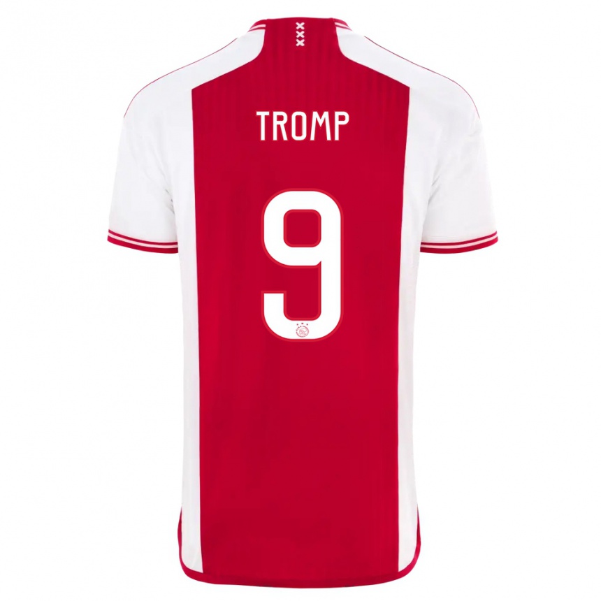Damen Fußball Nikita Tromp #9 Rot-Weiss Heimtrikot Trikot 2023/24 T-Shirt Luxemburg
