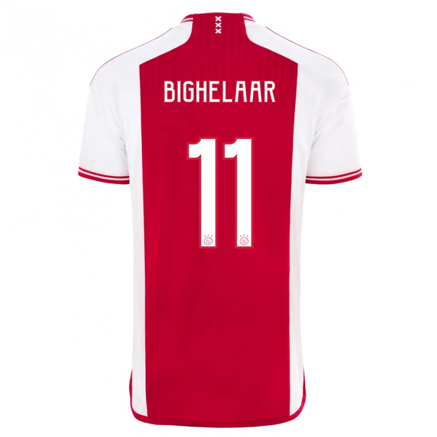 Damen Fußball Marjolijn Van Den Bighelaar #11 Rot-Weiss Heimtrikot Trikot 2023/24 T-Shirt Luxemburg