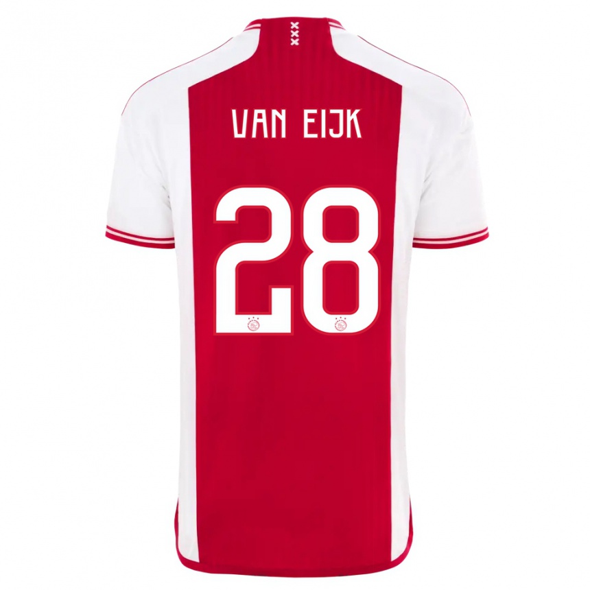 Damen Fußball Regina Van Eijk #28 Rot-Weiss Heimtrikot Trikot 2023/24 T-Shirt Luxemburg