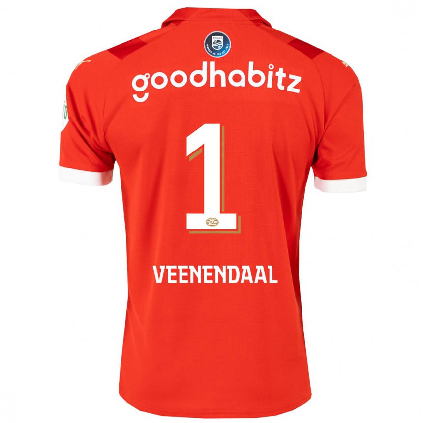 Damen Fußball Sari Van Veenendaal #1 Rot Heimtrikot Trikot 2023/24 T-Shirt Luxemburg