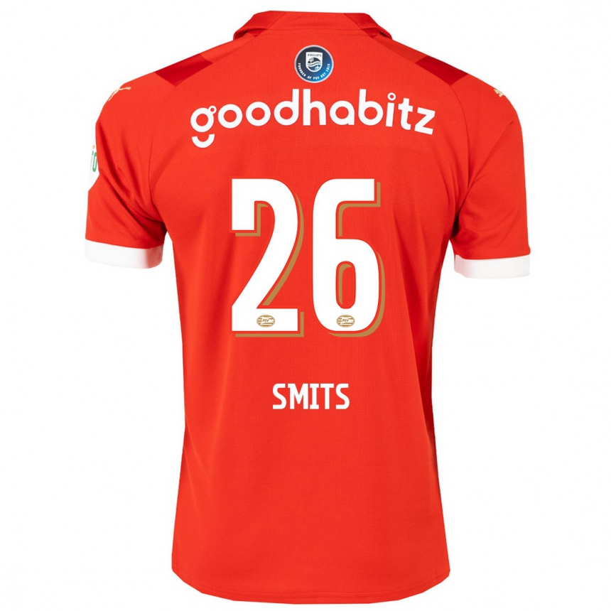 Damen Fußball Eef Smits #26 Rot Heimtrikot Trikot 2023/24 T-Shirt Luxemburg