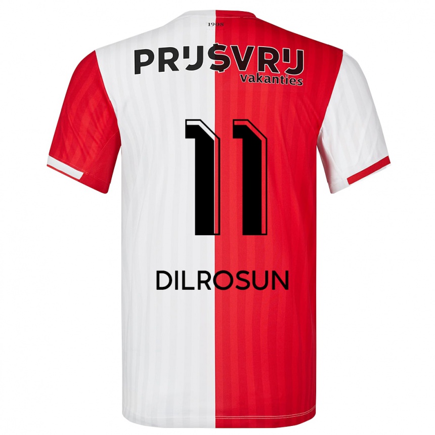 Damen Fußball Javairo Dilrosun #11 Rot-Weiss Heimtrikot Trikot 2023/24 T-Shirt Luxemburg