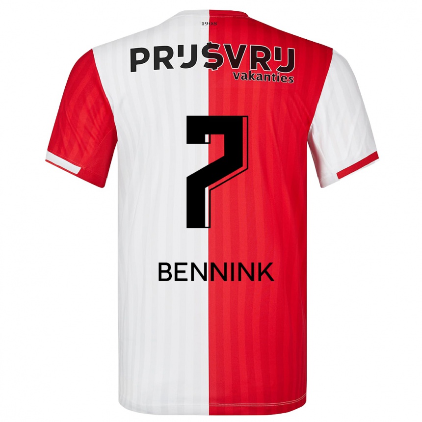 Damen Fußball Maxime Bennink #7 Rot-Weiss Heimtrikot Trikot 2023/24 T-Shirt Luxemburg