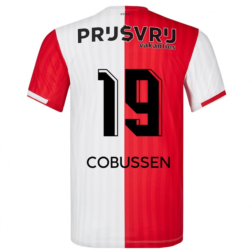 Damen Fußball Sophie Cobussen #19 Rot-Weiss Heimtrikot Trikot 2023/24 T-Shirt Luxemburg