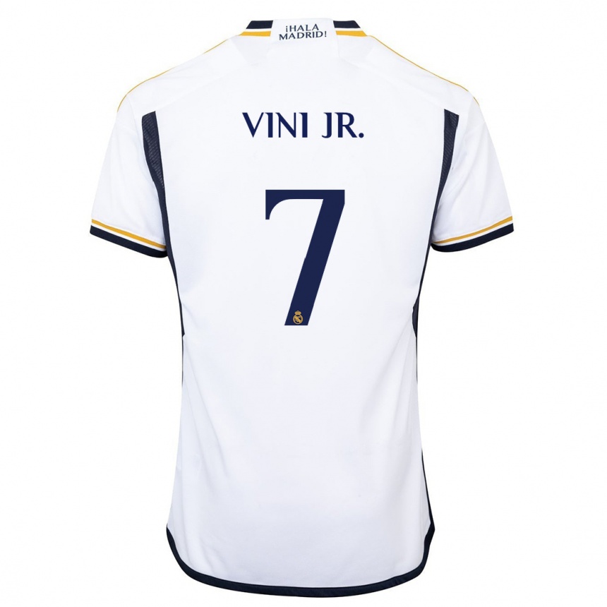 Damen Fußball Vinicius Junior #7 Weiß Heimtrikot Trikot 2023/24 T-Shirt Luxemburg