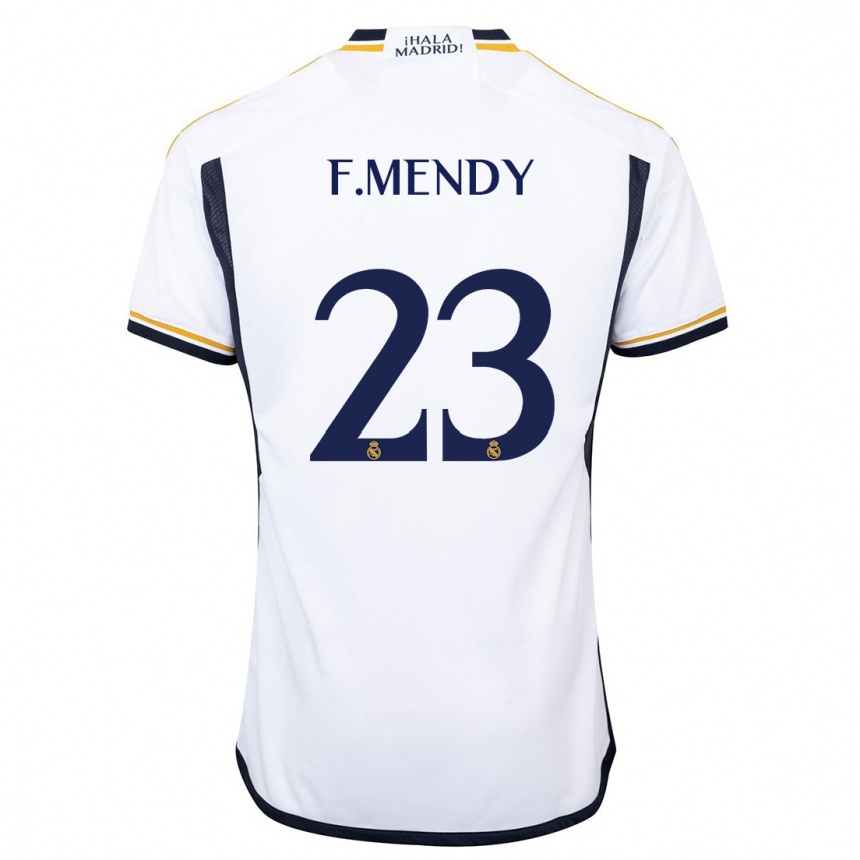Damen Fußball Ferland Mendy #23 Weiß Heimtrikot Trikot 2023/24 T-Shirt Luxemburg