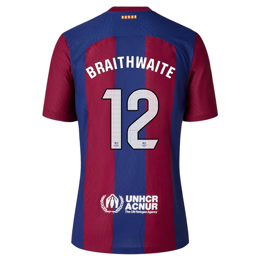 Damen Fußball Martin Braithwaite #12 Rot Blau Heimtrikot Trikot 2023/24 T-Shirt Luxemburg