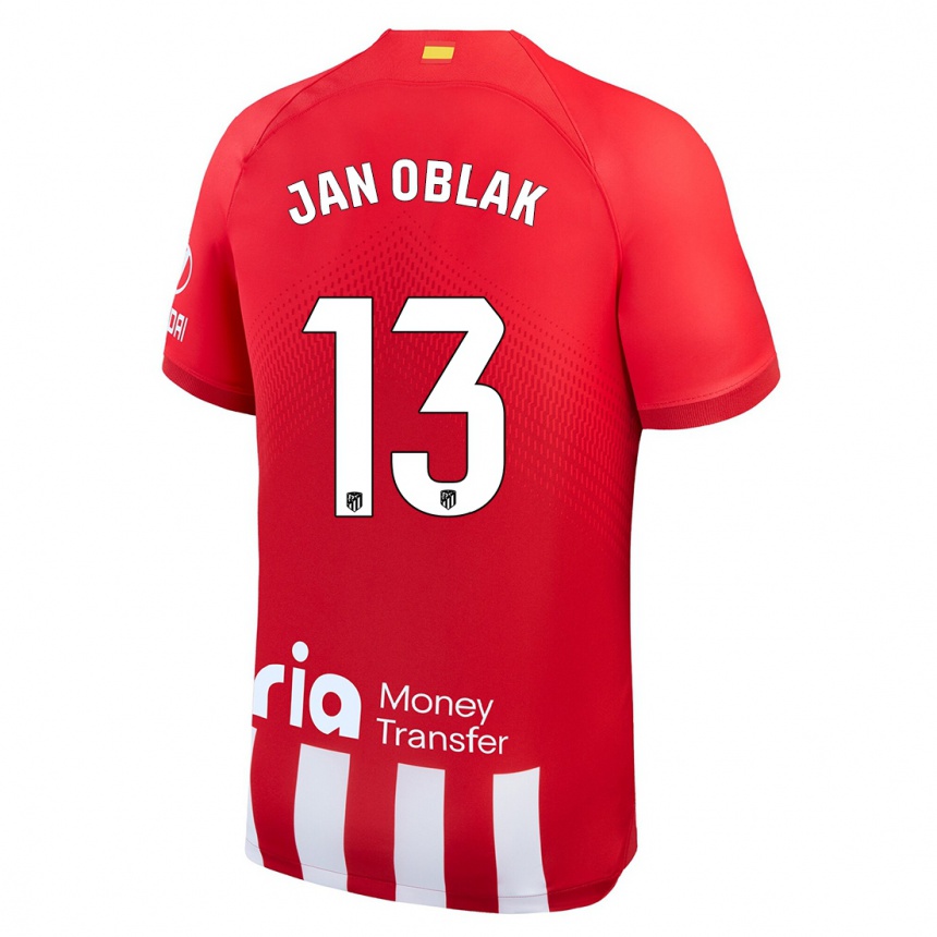 Damen Fußball Jan Oblak #13 Rot-Weiss Heimtrikot Trikot 2023/24 T-Shirt Luxemburg