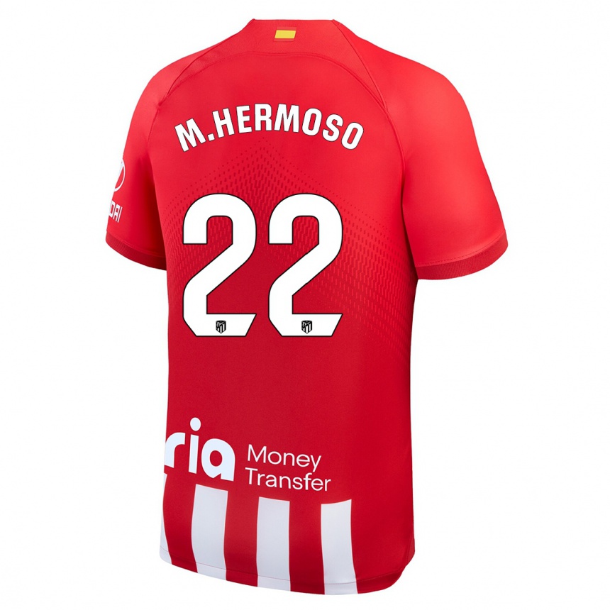 Damen Fußball Mario Hermoso #22 Rot-Weiss Heimtrikot Trikot 2023/24 T-Shirt Luxemburg