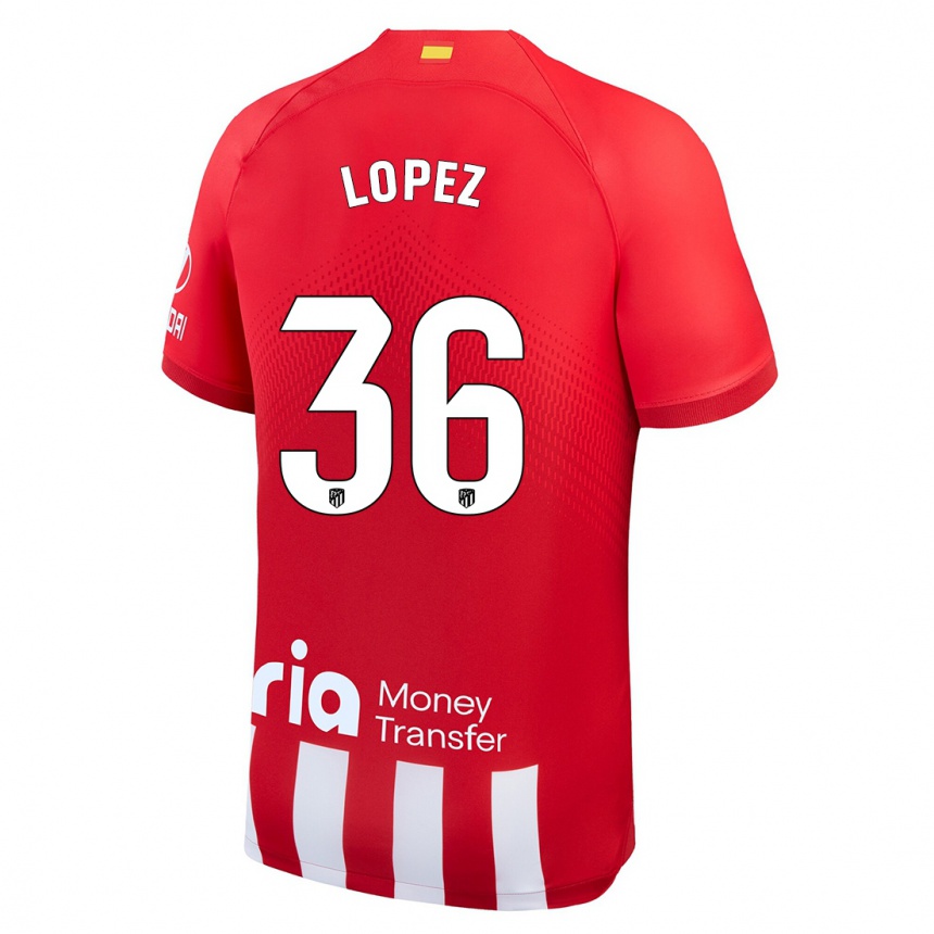 Damen Fußball David Lopez #36 Rot-Weiss Heimtrikot Trikot 2023/24 T-Shirt Luxemburg