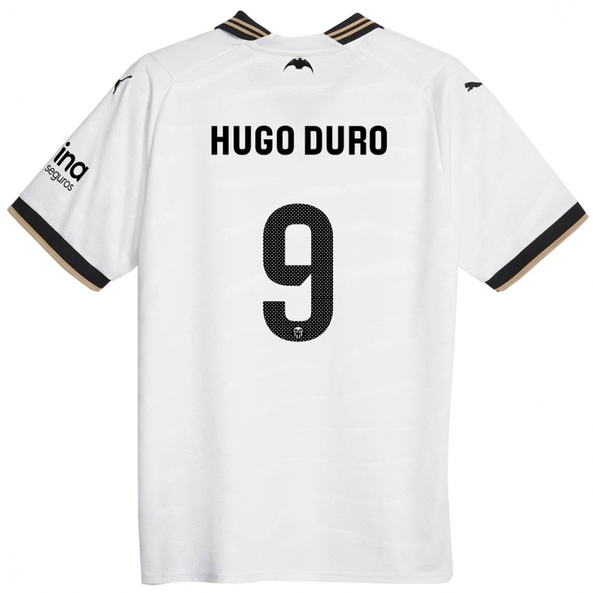 Damen Fußball Hugo Duro #9 Weiß Heimtrikot Trikot 2023/24 T-Shirt Luxemburg