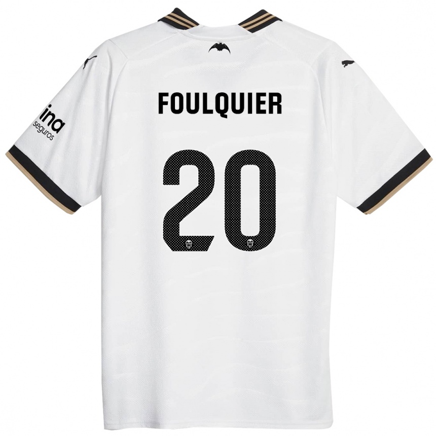 Damen Fußball Dimitri Foulquier #20 Weiß Heimtrikot Trikot 2023/24 T-Shirt Luxemburg