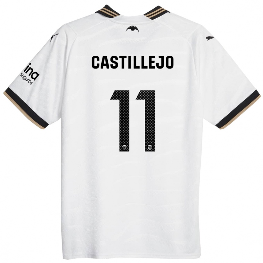 Damen Fußball Samu Castillejo #11 Weiß Heimtrikot Trikot 2023/24 T-Shirt Luxemburg
