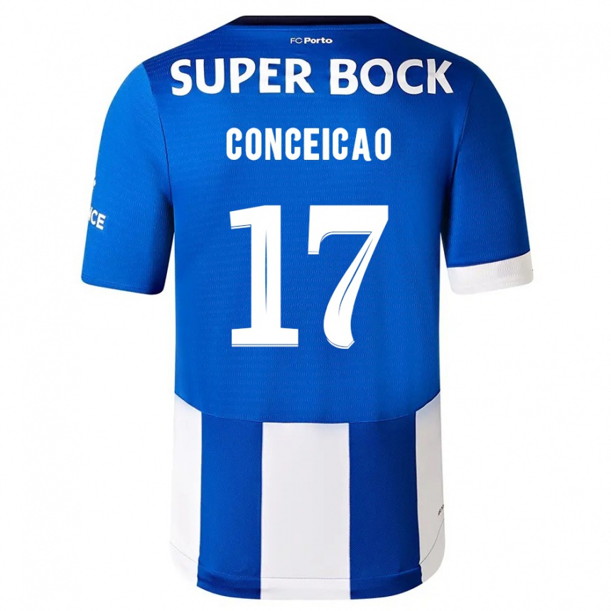 Damen Fußball Rodrigo Conceicao #17 Blau Weiss Heimtrikot Trikot 2023/24 T-Shirt Luxemburg