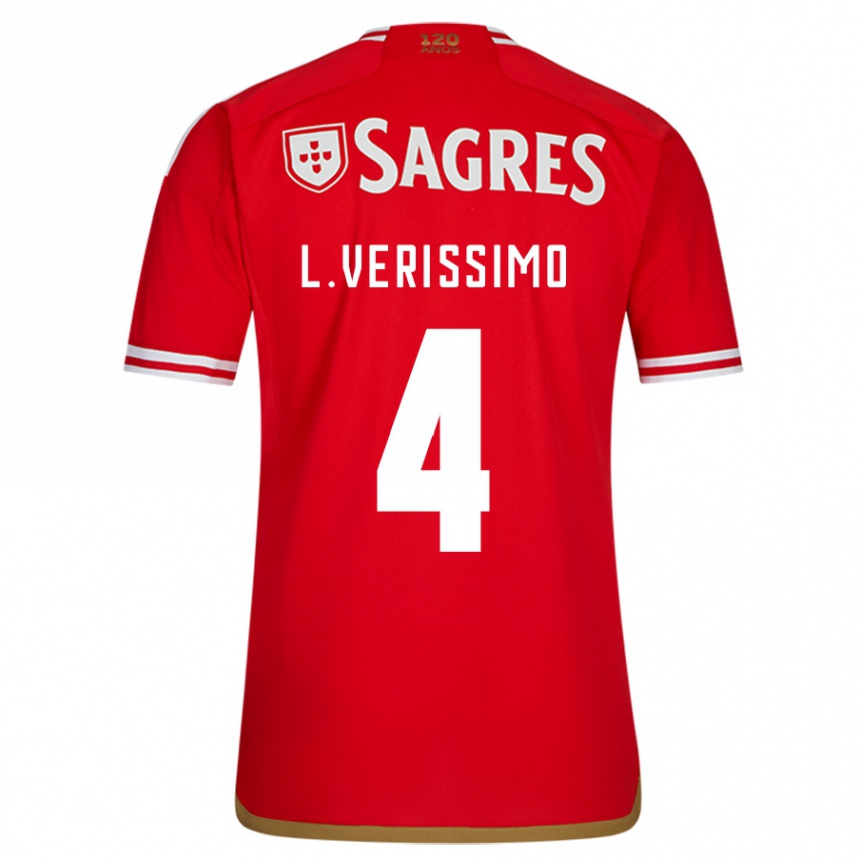 Damen Fußball Lucas Verissimo #4 Rot Heimtrikot Trikot 2023/24 T-Shirt Luxemburg