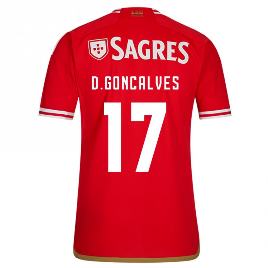 Damen Fußball Diogo Goncalves #17 Rot Heimtrikot Trikot 2023/24 T-Shirt Luxemburg