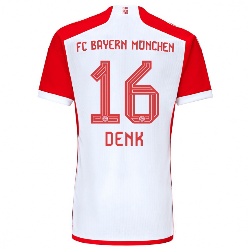 Damen Fußball Luca Denk #16 Rot-Weiss Heimtrikot Trikot 2023/24 T-Shirt Luxemburg