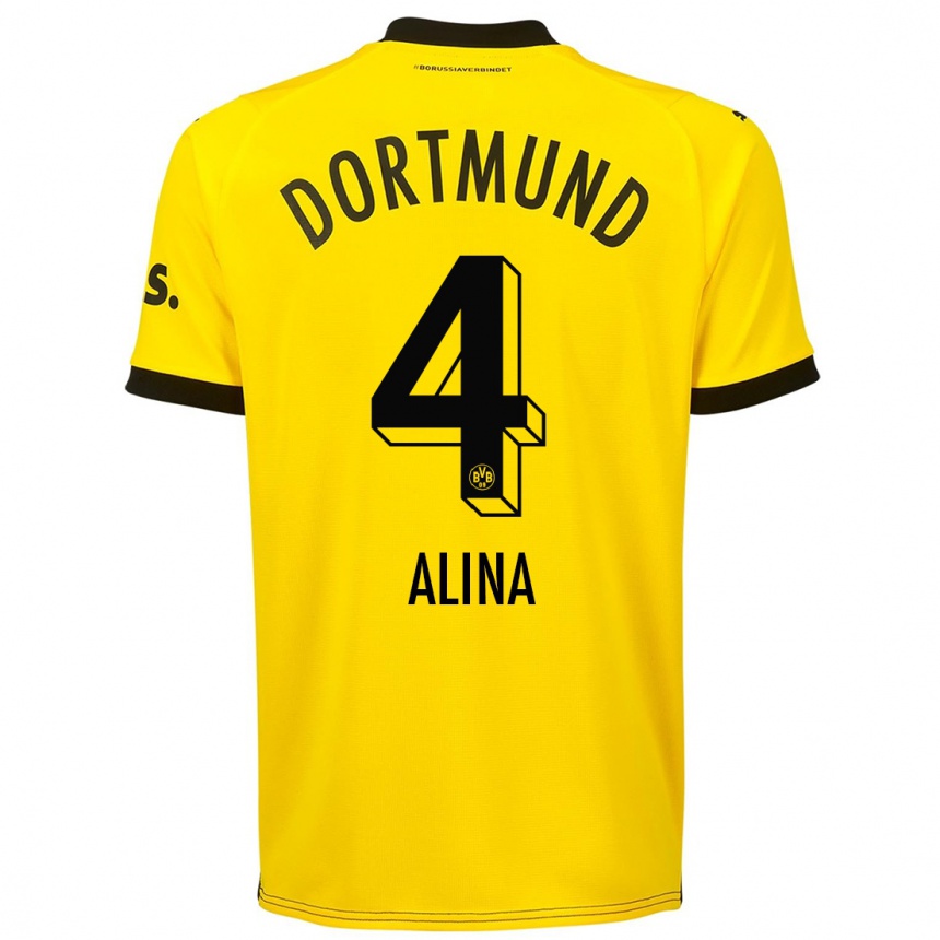 Damen Fußball Grijseels Alina #4 Gelb Heimtrikot Trikot 2023/24 T-Shirt Luxemburg