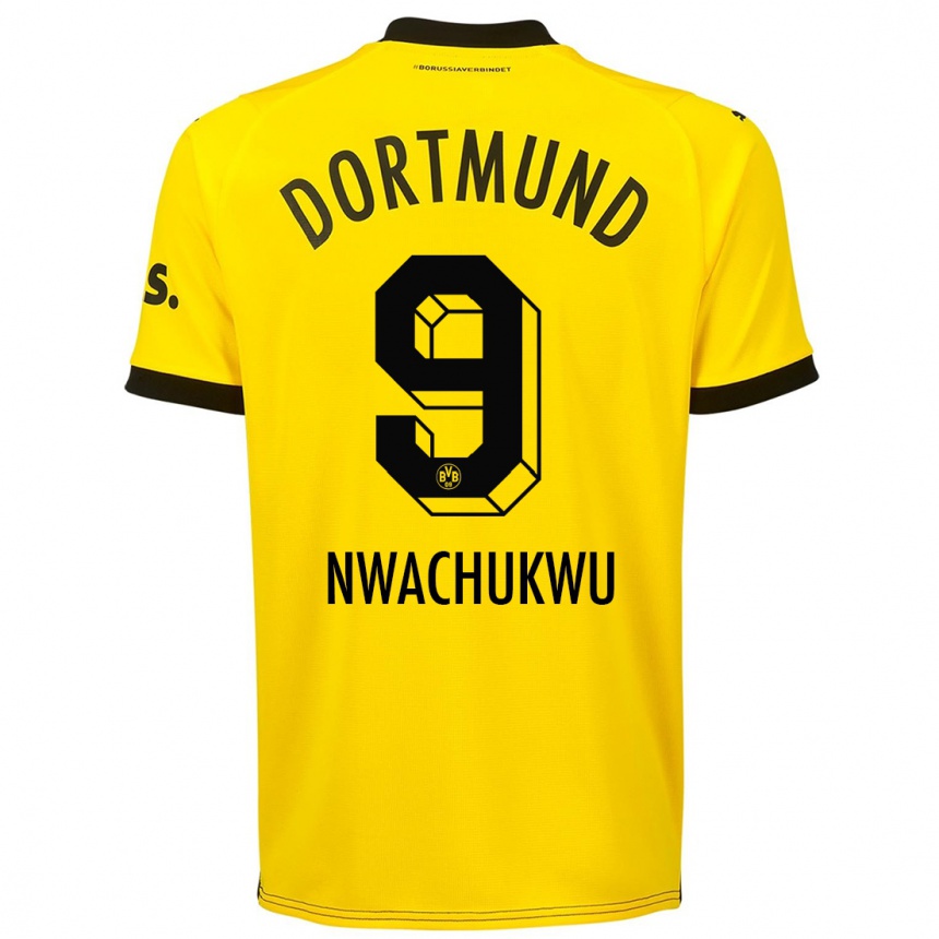 Damen Fußball Isaak Nwachukwu #9 Gelb Heimtrikot Trikot 2023/24 T-Shirt Luxemburg