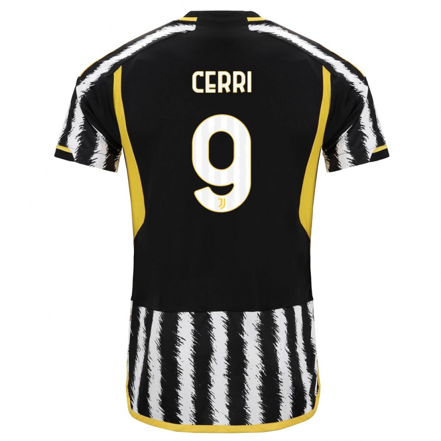 Damen Fußball Leonardo Cerri #9 Schwarz-Weiss Heimtrikot Trikot 2023/24 T-Shirt Luxemburg