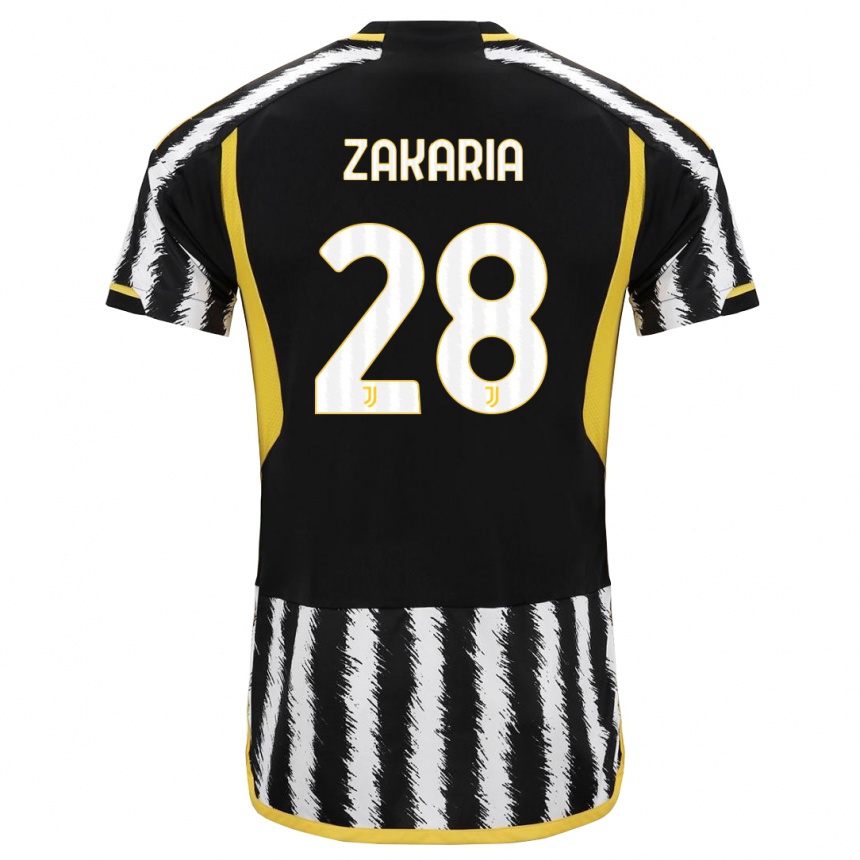 Damen Fußball Denis Zakaria #28 Schwarz-Weiss Heimtrikot Trikot 2023/24 T-Shirt Luxemburg