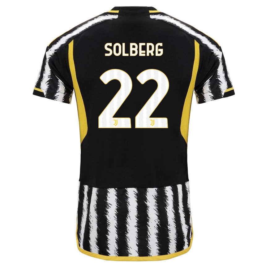 Damen Fußball Elias Solberg #22 Schwarz-Weiss Heimtrikot Trikot 2023/24 T-Shirt Luxemburg