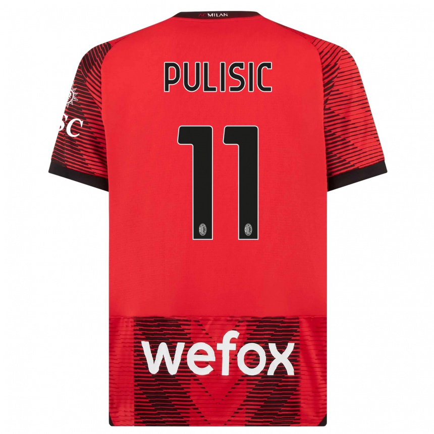 Damen Fußball Christian Pulisic #11 Rot Schwarz Heimtrikot Trikot 2023/24 T-Shirt Luxemburg