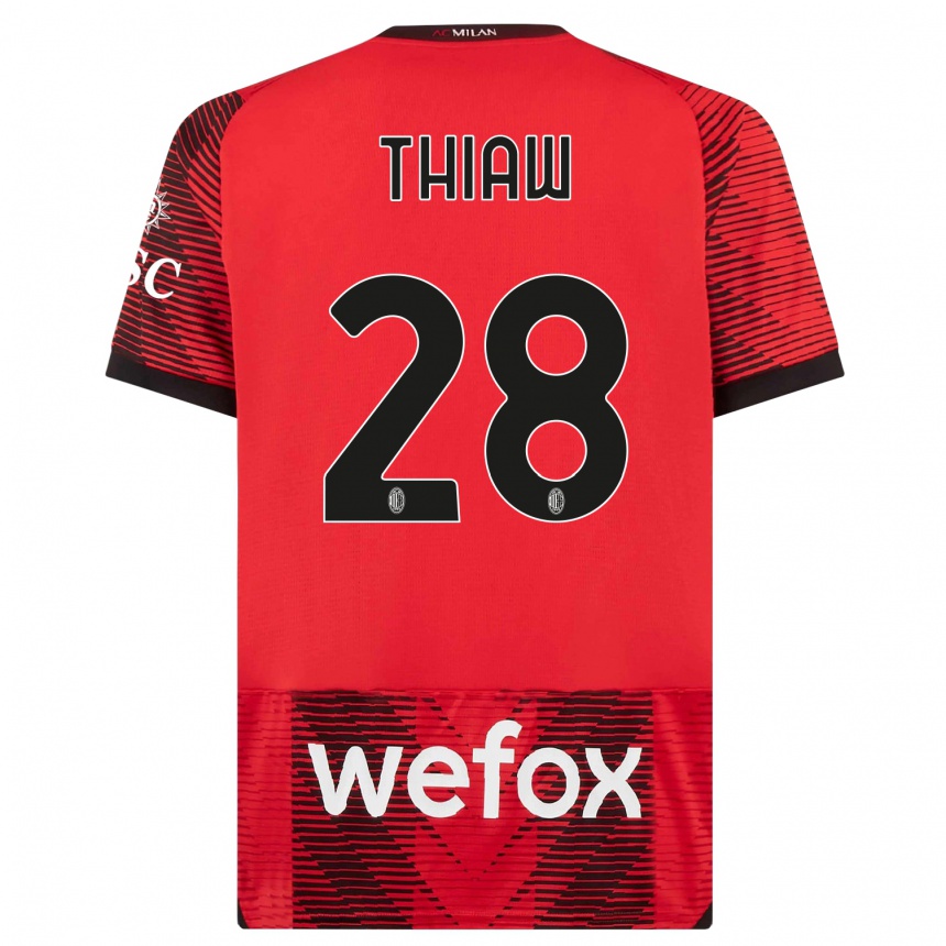 Damen Fußball Malick Thiaw #28 Rot Schwarz Heimtrikot Trikot 2023/24 T-Shirt Luxemburg