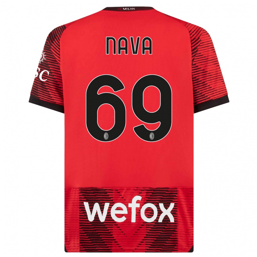 Damen Fußball Lapo Nava #69 Rot Schwarz Heimtrikot Trikot 2023/24 T-Shirt Luxemburg