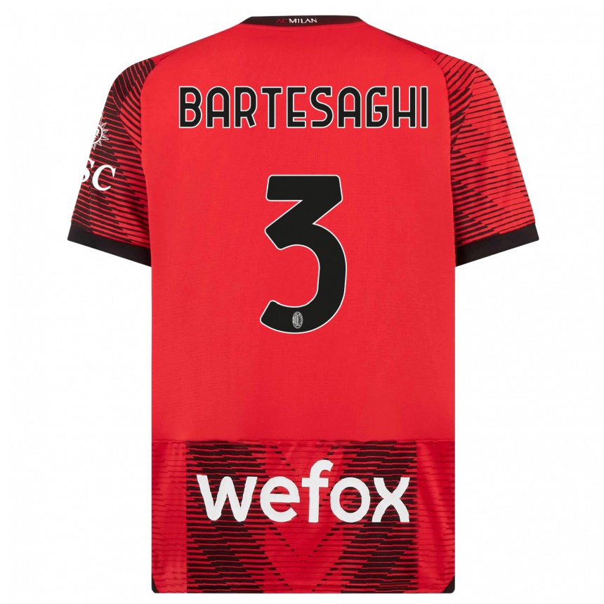 Damen Fußball Davide Bartesaghi #3 Rot Schwarz Heimtrikot Trikot 2023/24 T-Shirt Luxemburg