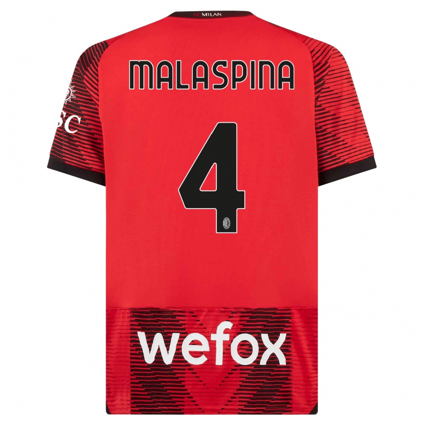 Damen Fußball Mattia Malaspina #4 Rot Schwarz Heimtrikot Trikot 2023/24 T-Shirt Luxemburg