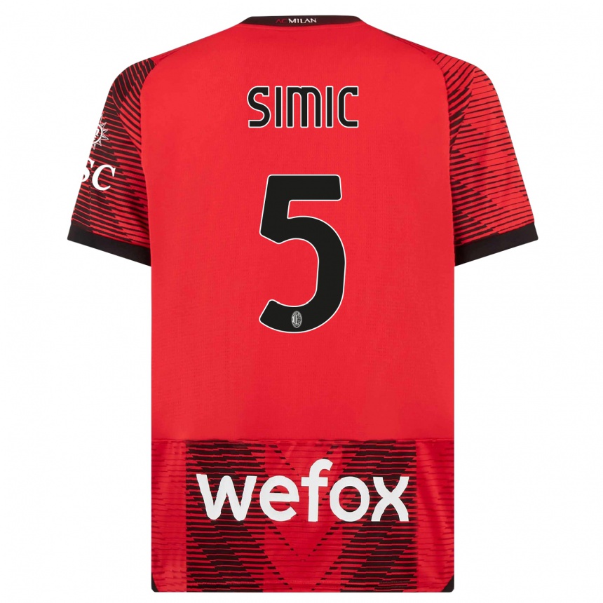 Damen Fußball Jan-Carlo Simic #5 Rot Schwarz Heimtrikot Trikot 2023/24 T-Shirt Luxemburg