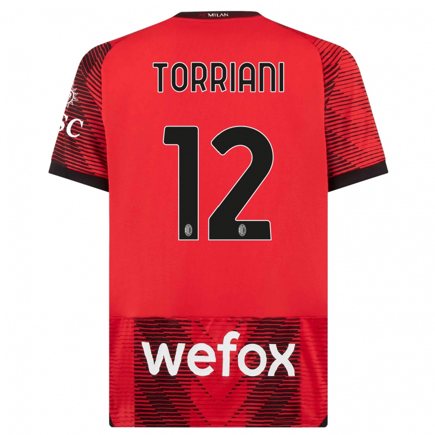 Damen Fußball Lorenzo Torriani #12 Rot Schwarz Heimtrikot Trikot 2023/24 T-Shirt Luxemburg