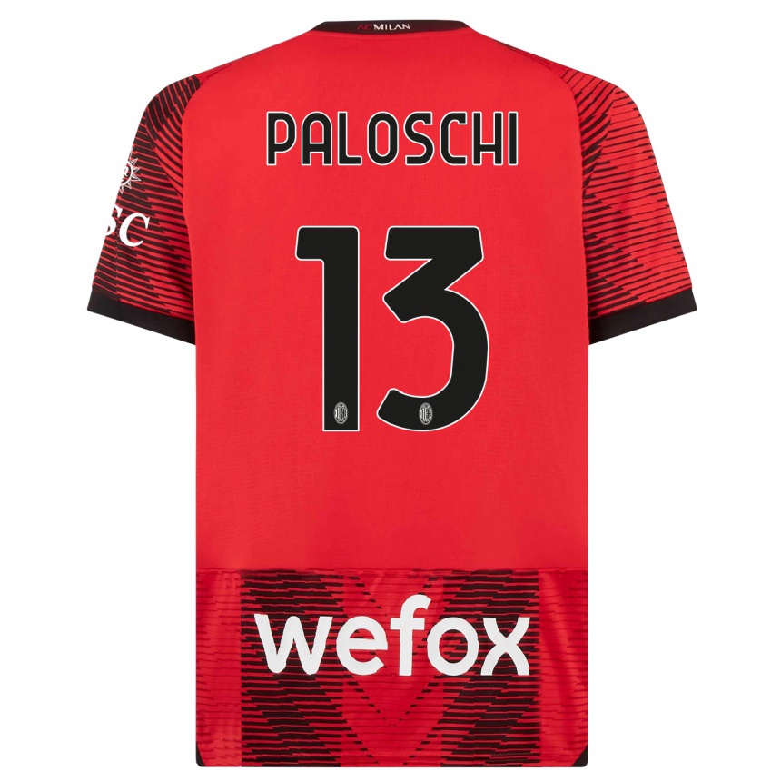Damen Fußball Dorian Paloschi #13 Rot Schwarz Heimtrikot Trikot 2023/24 T-Shirt Luxemburg