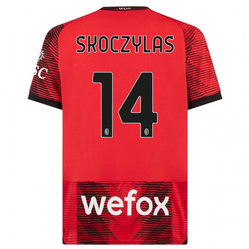 Damen Fußball Mateusz Skoczylas #14 Rot Schwarz Heimtrikot Trikot 2023/24 T-Shirt Luxemburg