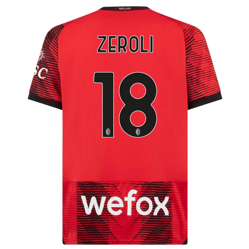 Damen Fußball Kevin Zeroli #18 Rot Schwarz Heimtrikot Trikot 2023/24 T-Shirt Luxemburg