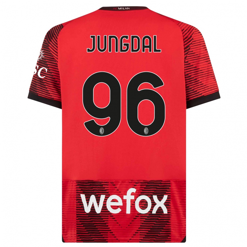 Damen Fußball Andreas Jungdal #96 Rot Schwarz Heimtrikot Trikot 2023/24 T-Shirt Luxemburg