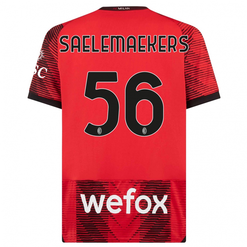 Damen Fußball Alexis Saelemaekers #56 Rot Schwarz Heimtrikot Trikot 2023/24 T-Shirt Luxemburg