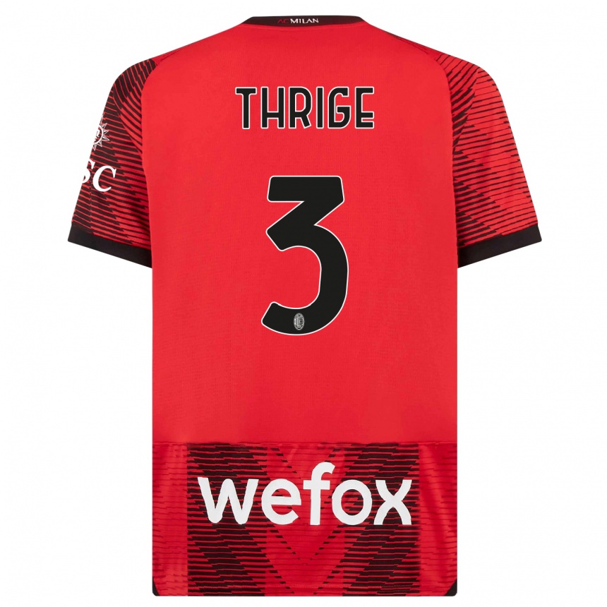 Damen Fußball Sara Thrige #3 Rot Schwarz Heimtrikot Trikot 2023/24 T-Shirt Luxemburg