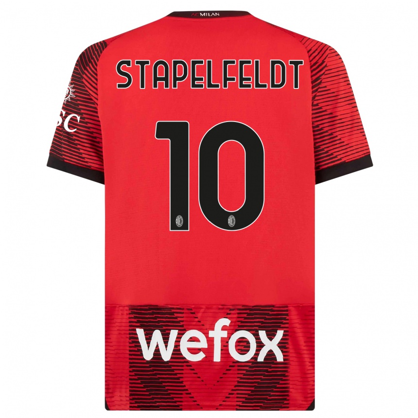Damen Fußball Nina Stapelfeldt #10 Rot Schwarz Heimtrikot Trikot 2023/24 T-Shirt Luxemburg