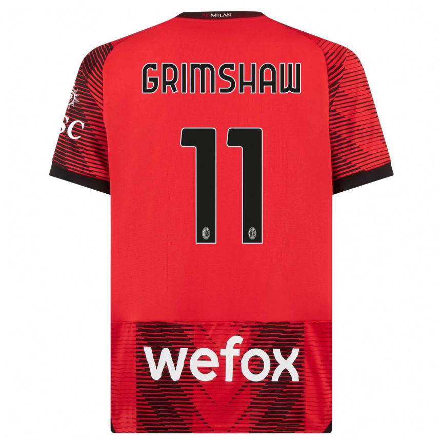 Damen Fußball Christy Grimshaw #11 Rot Schwarz Heimtrikot Trikot 2023/24 T-Shirt Luxemburg
