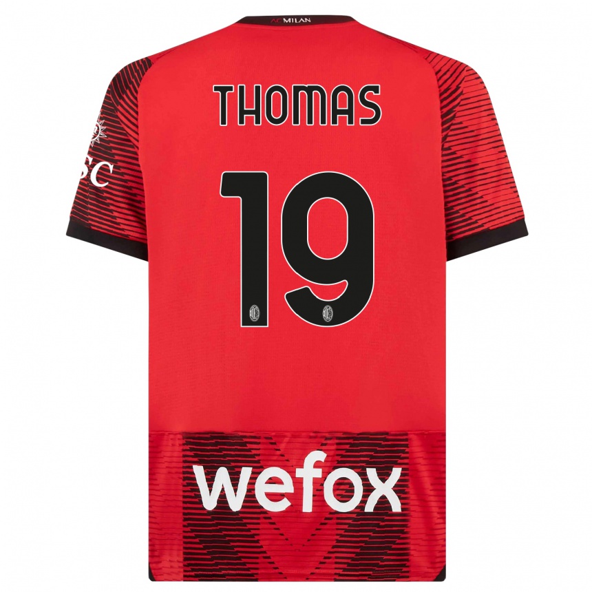Damen Fußball Lindsey Thomas #19 Rot Schwarz Heimtrikot Trikot 2023/24 T-Shirt Luxemburg
