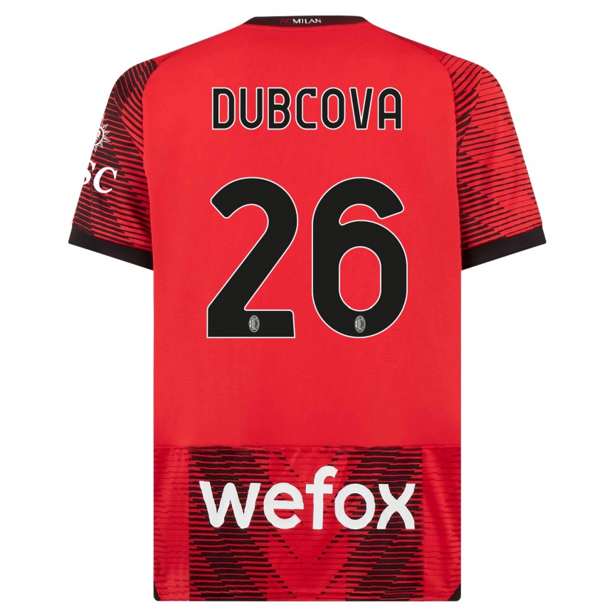 Damen Fußball Michaela Dubcova #26 Rot Schwarz Heimtrikot Trikot 2023/24 T-Shirt Luxemburg
