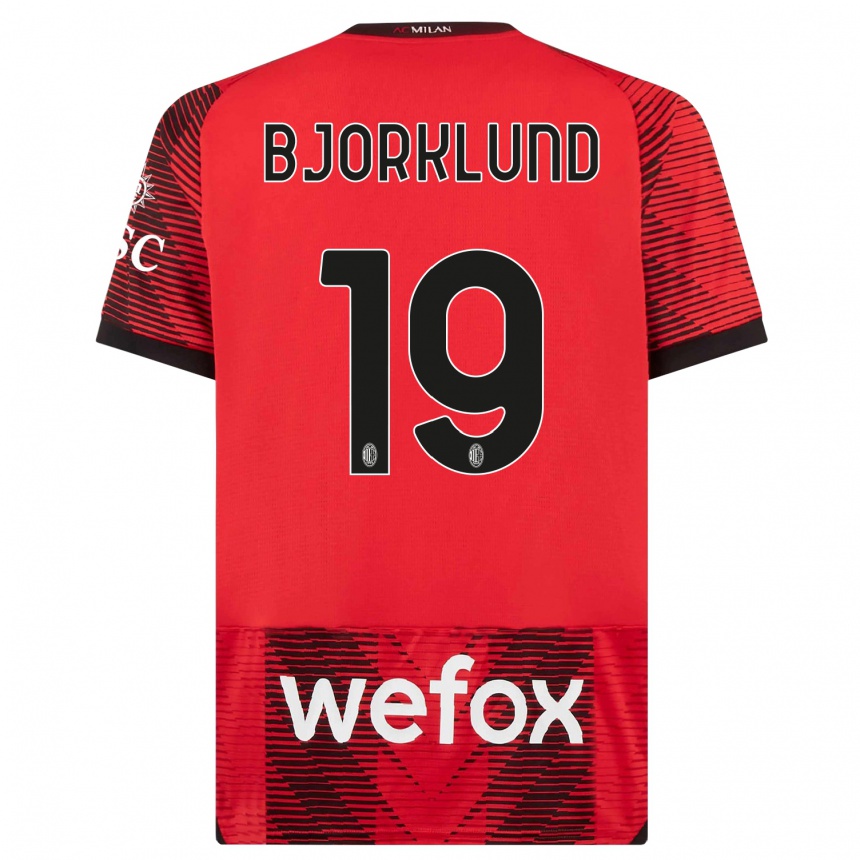 Damen Fußball Lukas Bjorklund #19 Rot Schwarz Heimtrikot Trikot 2023/24 T-Shirt Luxemburg