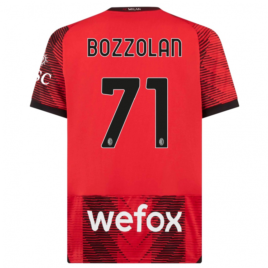 Damen Fußball Andrea Bozzolan #71 Rot Schwarz Heimtrikot Trikot 2023/24 T-Shirt Luxemburg