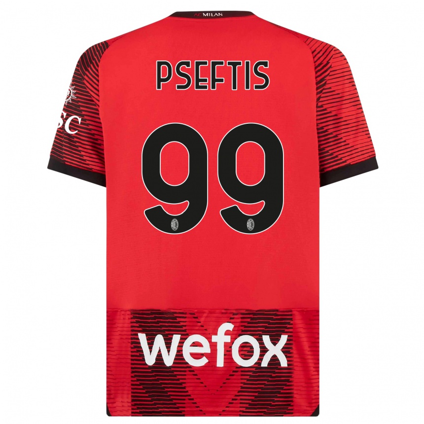 Damen Fußball Fotios Pseftis #99 Rot Schwarz Heimtrikot Trikot 2023/24 T-Shirt Luxemburg